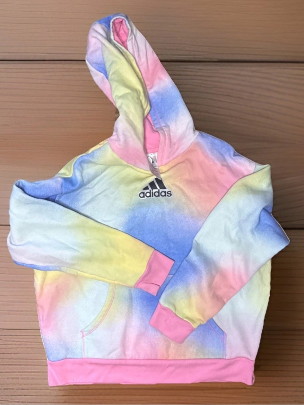 adidas Kids Pastel Tie-Dye Large Hoodie in Pink, Blue & Yellow